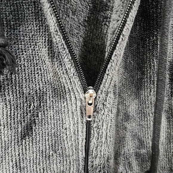 P.J. Salvage Gray Cozy Hoodie Full Zip Fleece Sherpa Jacket Women's Size XL - Picture 7 of 15